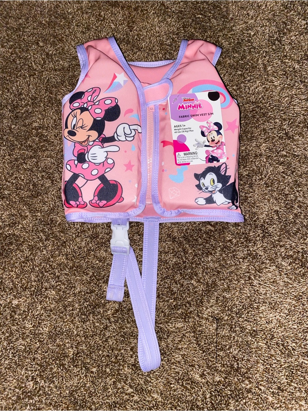 Disney Minnie Mouse Kids Fabric Swim Vest S/M Pink 40 lb Max NWT Bestway